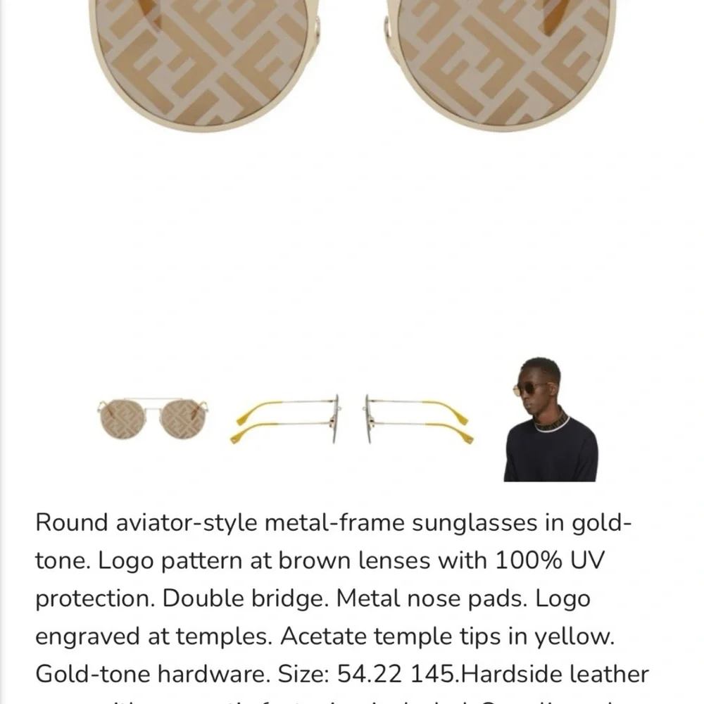 Fendi Gold Frame Sunglasses with Brown Lenses - Picture 4 of 7